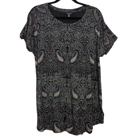 Lucky Brand Tops - Lucky Brand Womens Short Sleeve Paisley Shirt Dark Colors Plus Size 1X